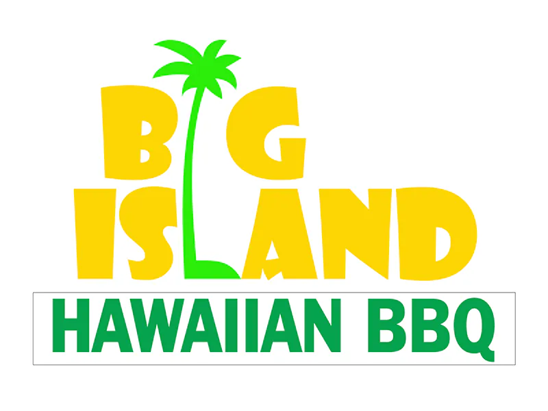 Vibrant logo with palm tree and Hawaiian BBQ text at Big Island BBQ a Asian Restaurant in Norco
